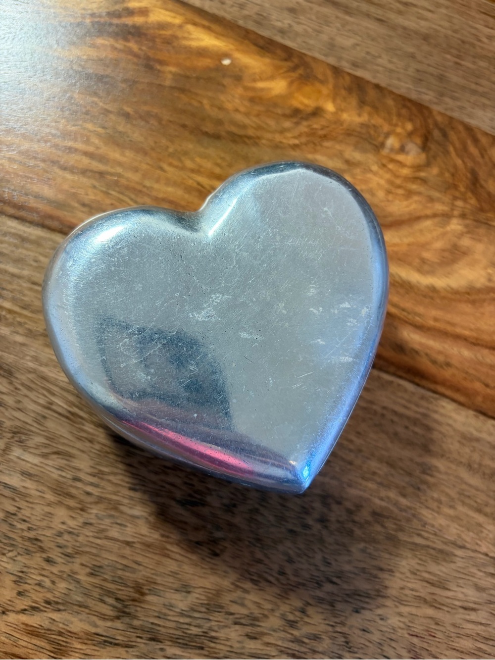 Silver Heart-Shaped Metal Trinket Box